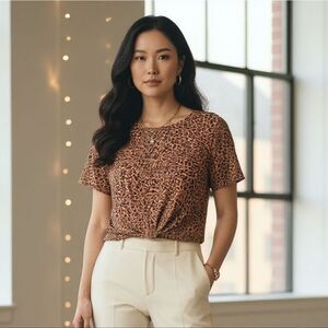 Leopard Print Knot Front Top